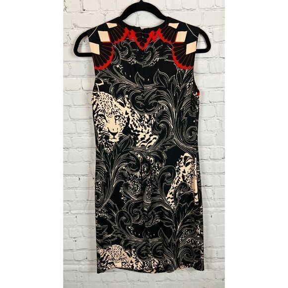 ARTELIER NICOLE MILLER black white red sleeveless sheath animal print dress S - Picture 4 of 8
